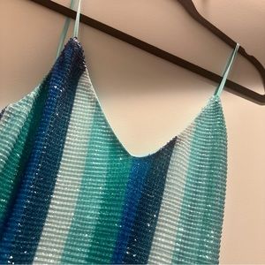 Zara blue multi dress size small vacation resort